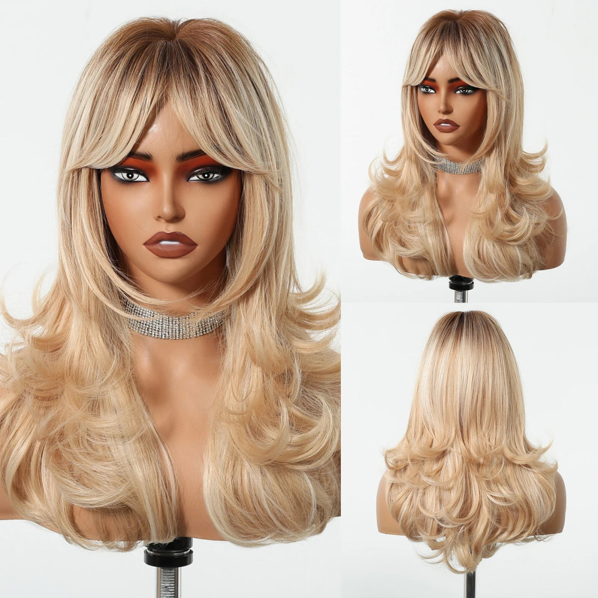 Layered Synthetic Natural Wig with Bangs - HairNjoy