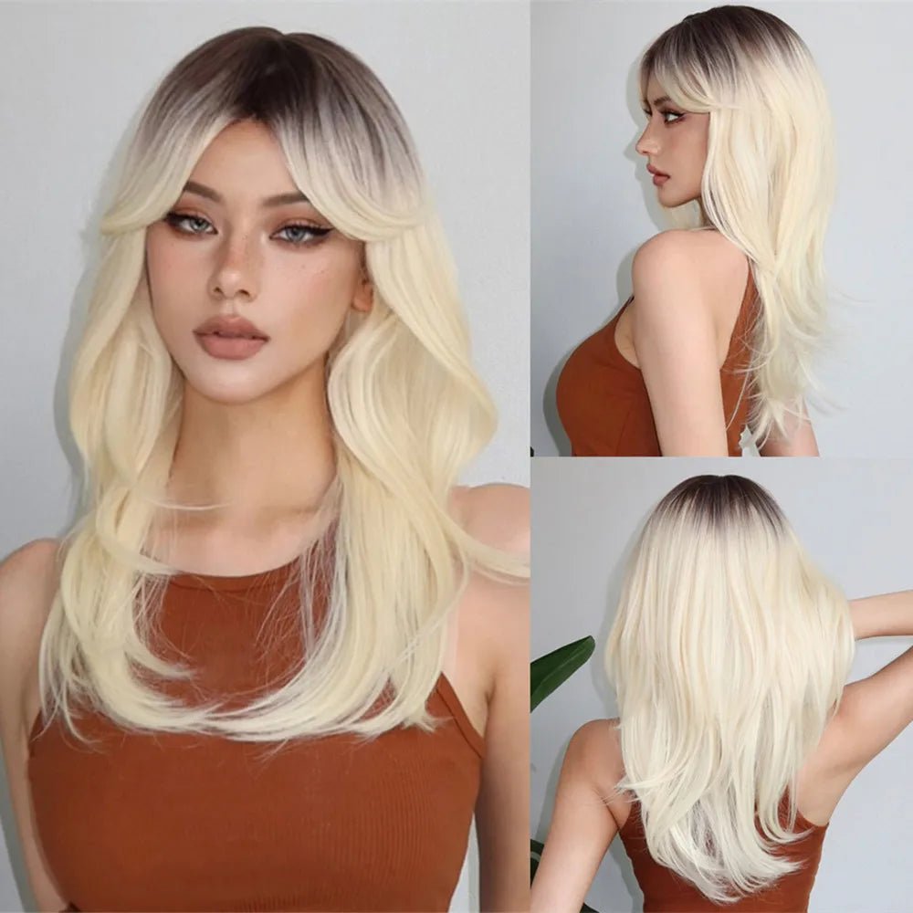 Layered Synthetic Natural Wig with Bangs - HairNjoy