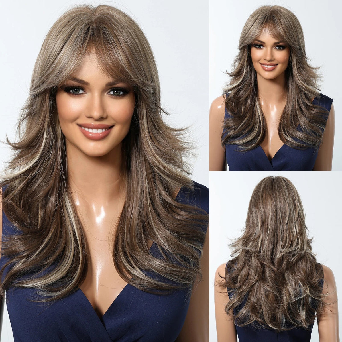 Layered Synthetic Natural Wig with Bangs - HairNjoy