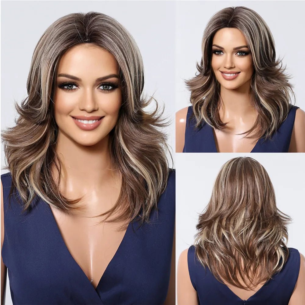 Layered Synthetic Natural Wig with Bangs - HairNjoy