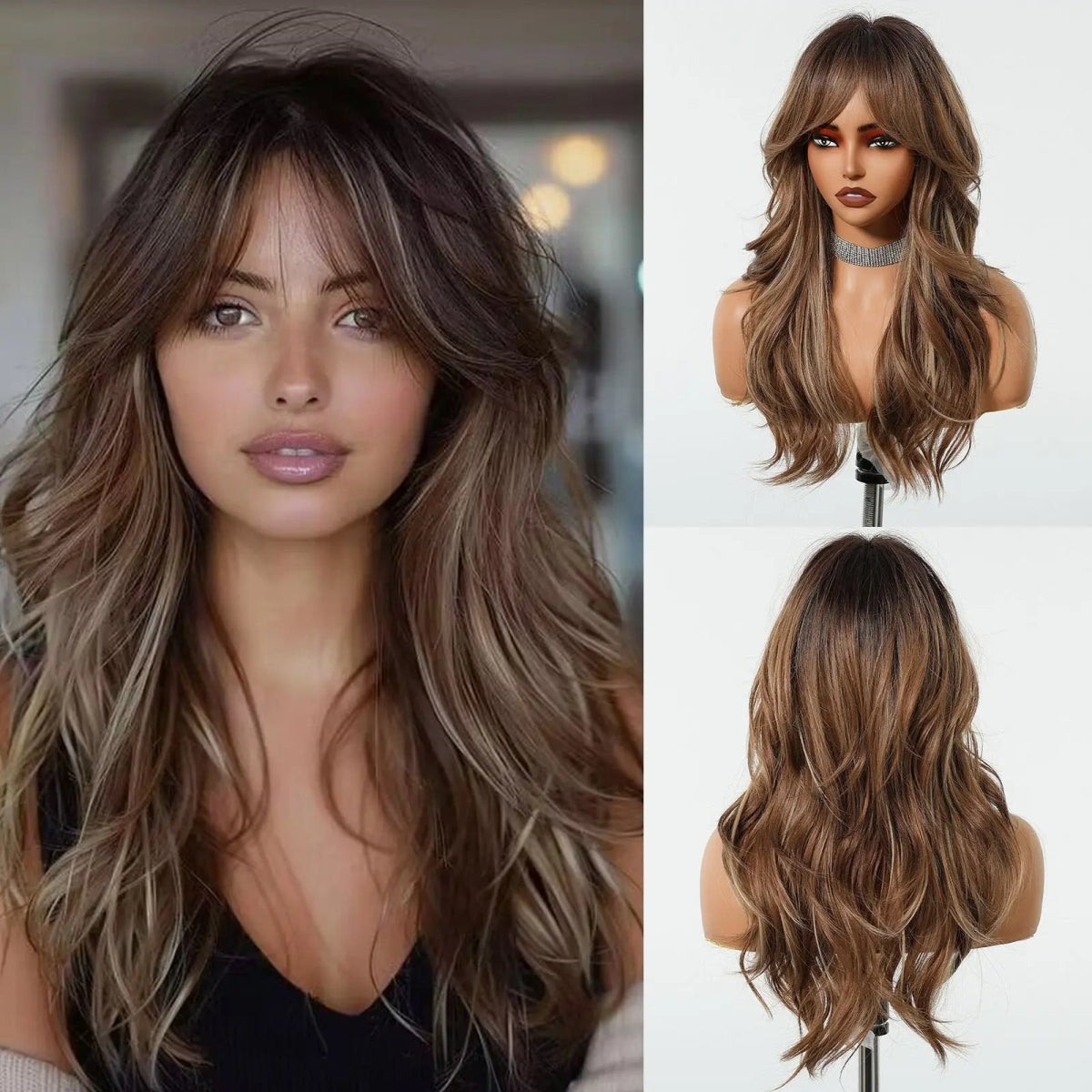 Layered Synthetic Natural Wig with Bangs - HairNjoy