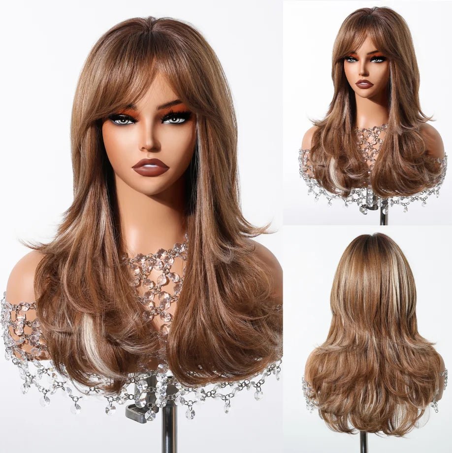 Layered Synthetic Natural Wig with Bangs - HairNjoy
