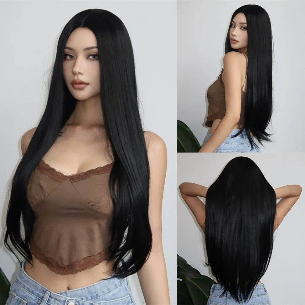 Light Brown Long Straight Wig with Bangs - HairNjoy