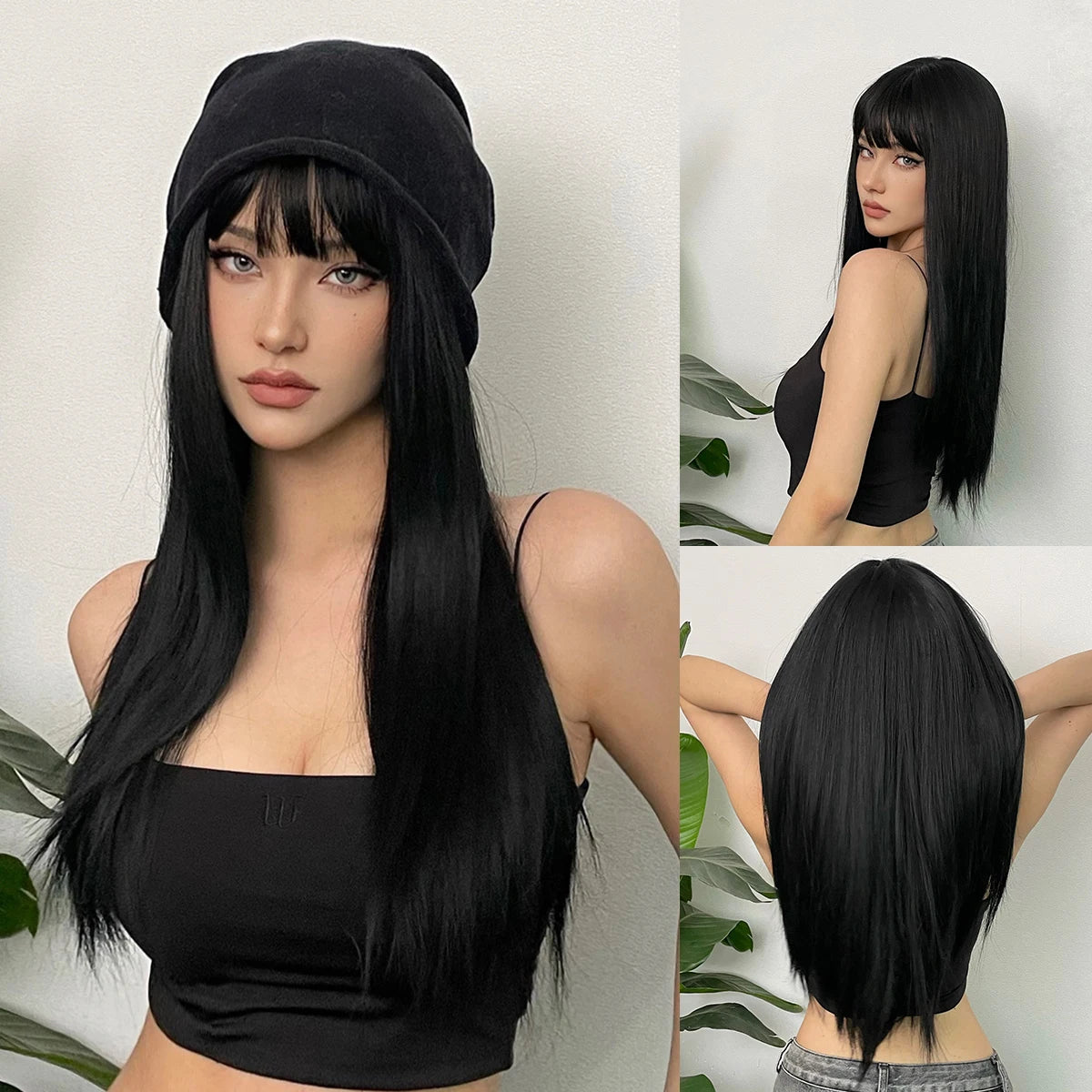 Light Brown Long Straight Wig with Bangs - HairNjoy