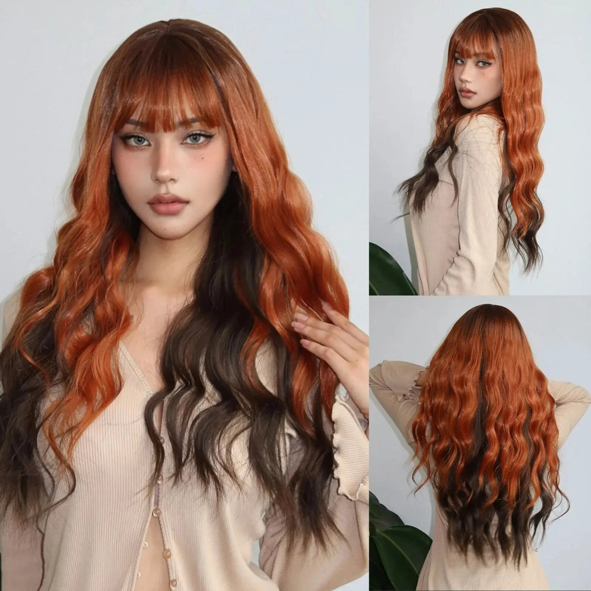 Light Pink Long Wavy Cosplay Wig with Bangs - HairNjoy