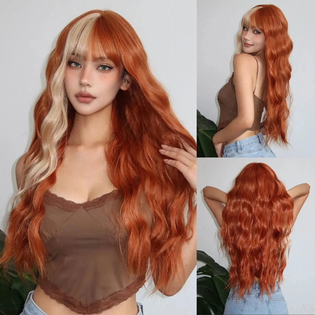 Light Pink Long Wavy Cosplay Wig with Bangs - HairNjoy