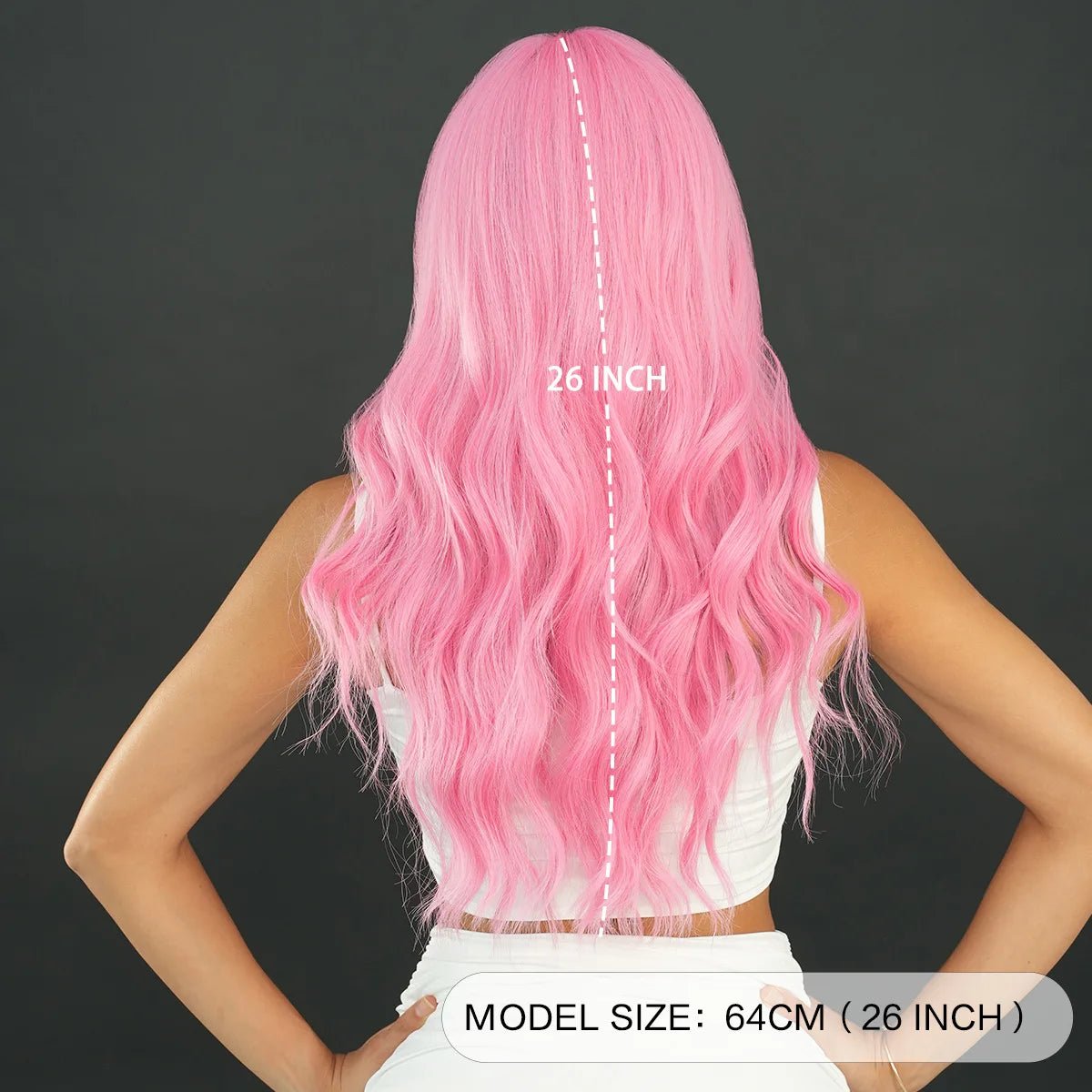 Long Curly Pink Red Wig with Middle Part - HairNjoy