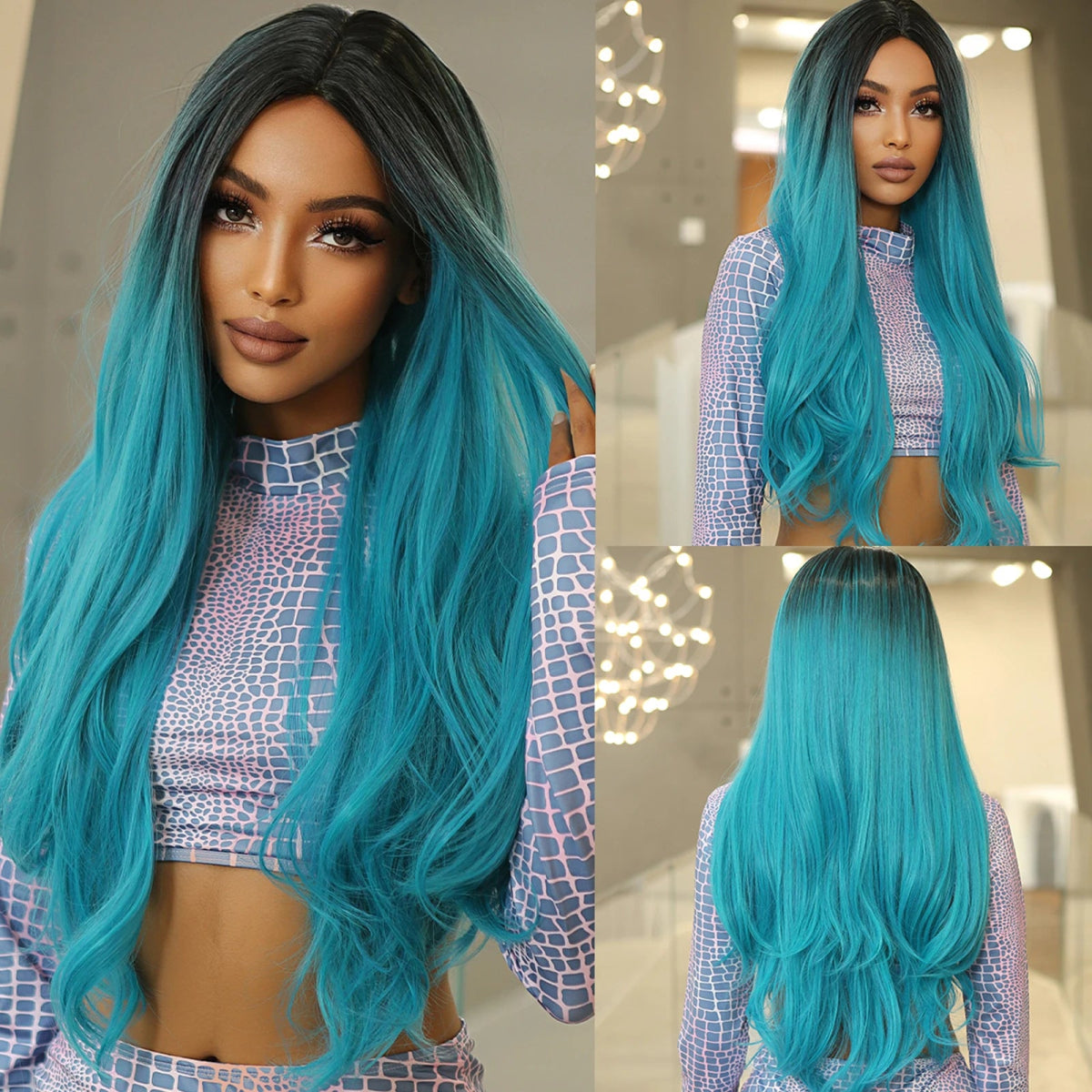 Long Fluffy Wavy Synthetic Wig - HairNjoy