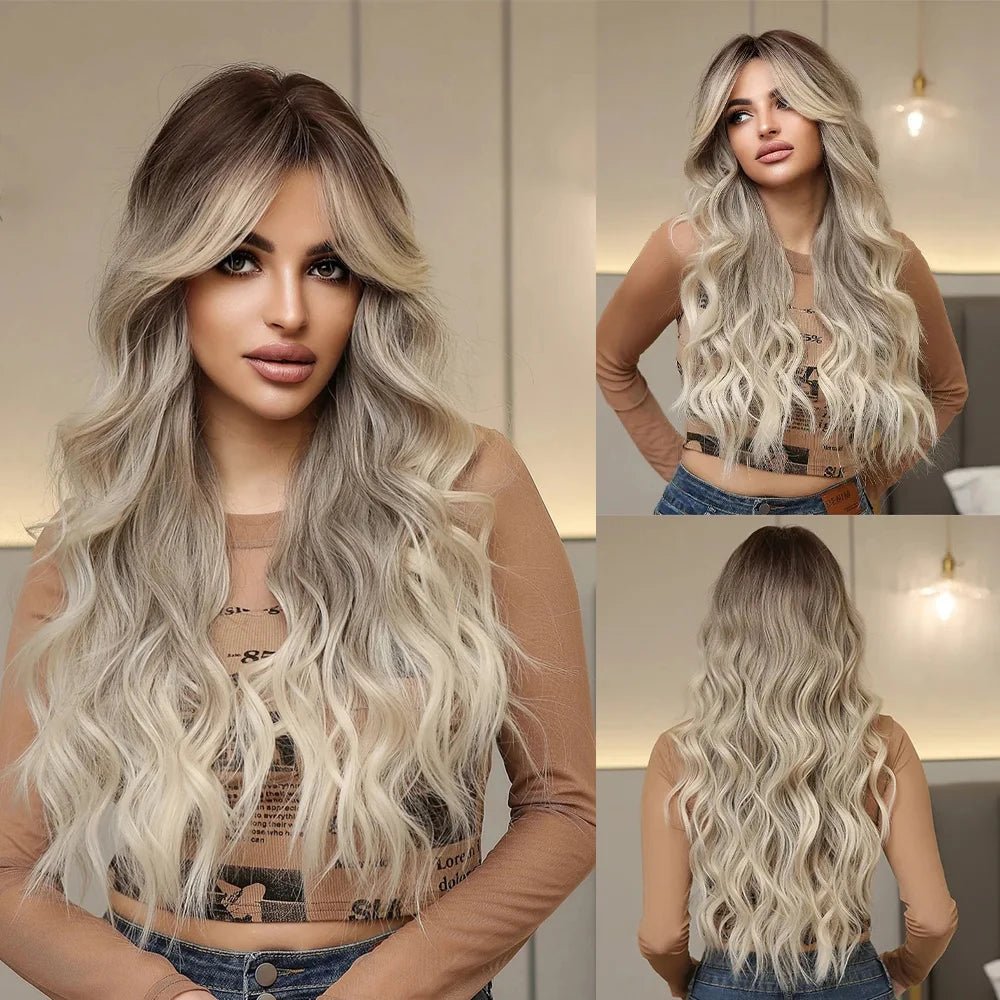 Long Fluffy Wavy Synthetic Wig - HairNjoy