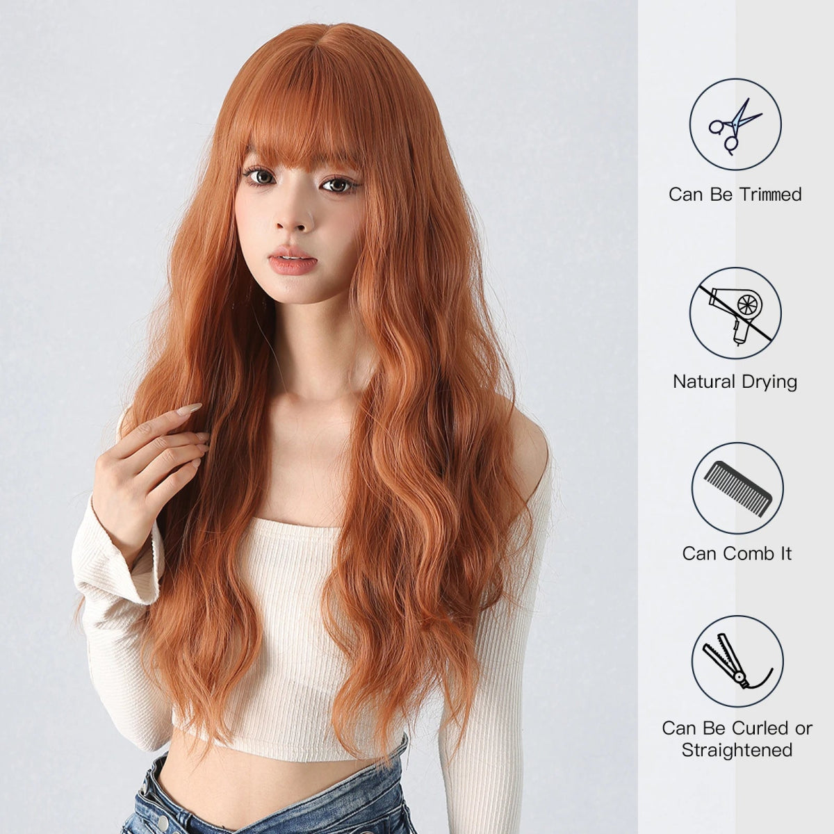 Long Fluffy Wavy Synthetic Wig - HairNjoy