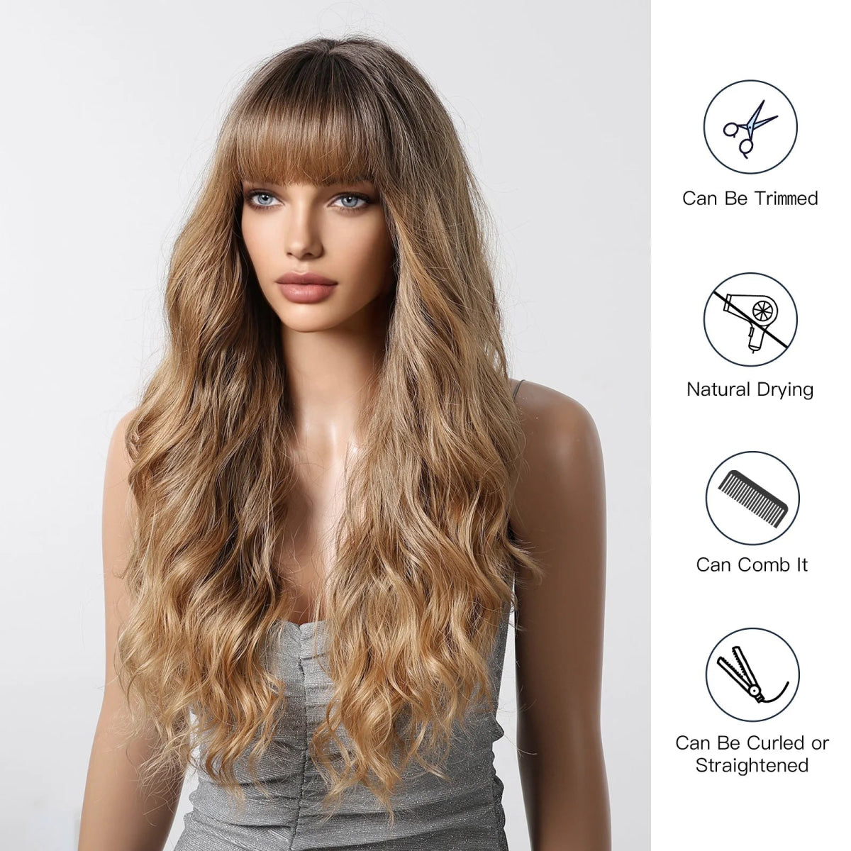 Long Golden Brown Wavy Wig - HairNjoy