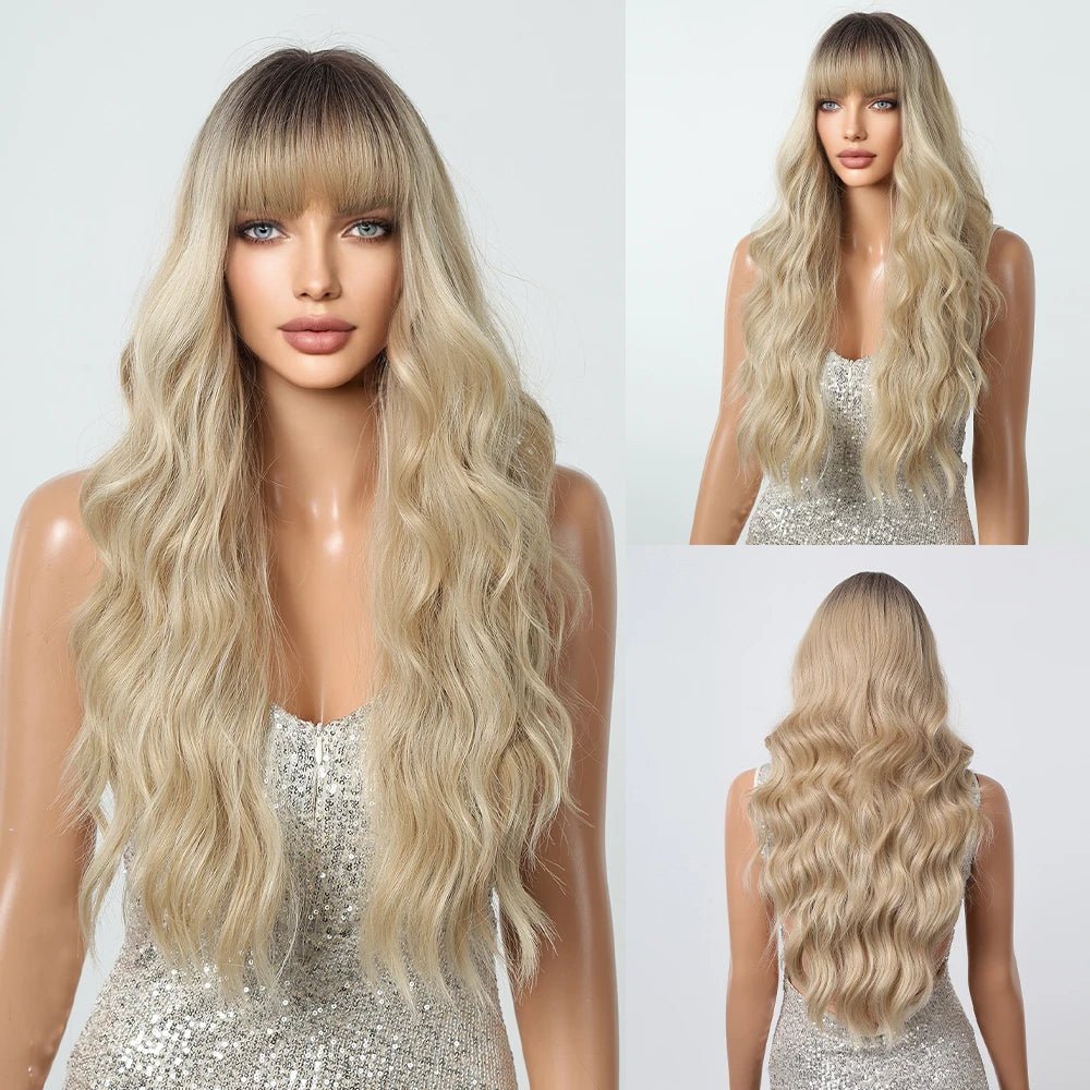 Long Golden Brown Wavy Wig - HairNjoy