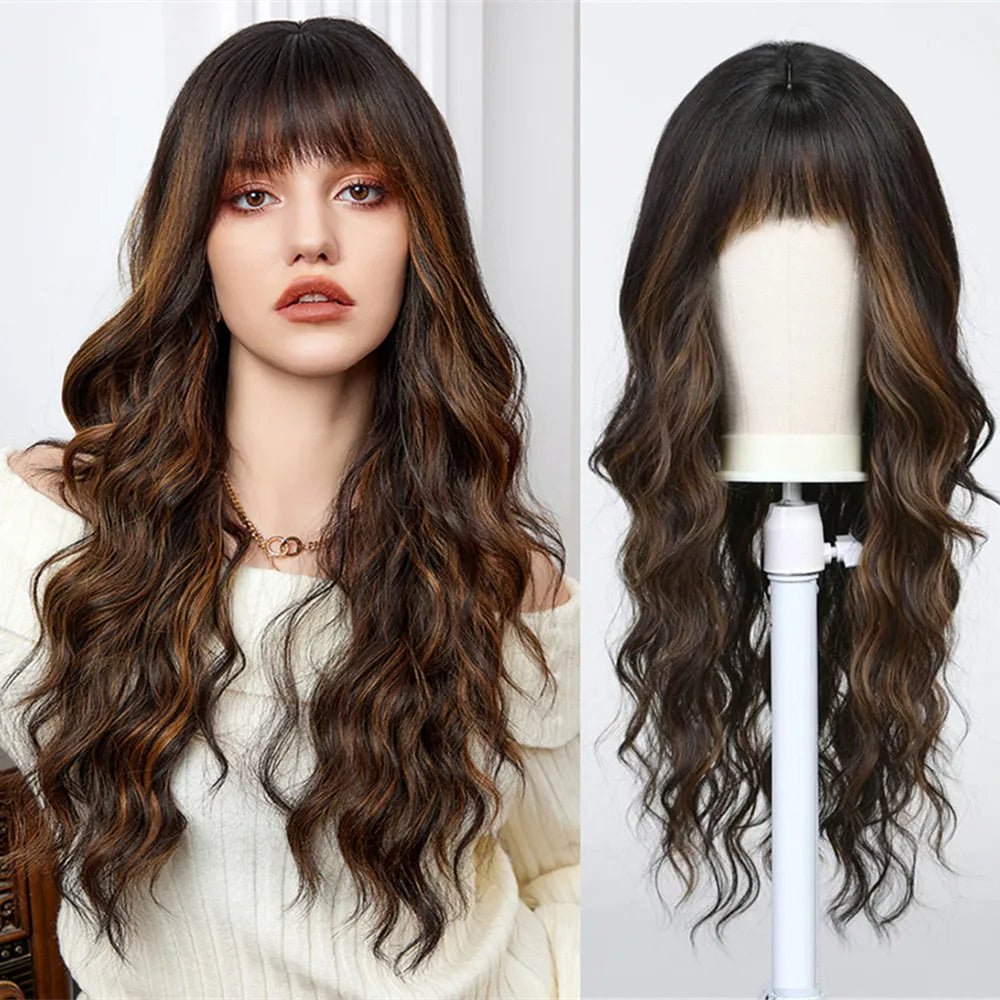 Long Golden Brown Wavy Wig - HairNjoy