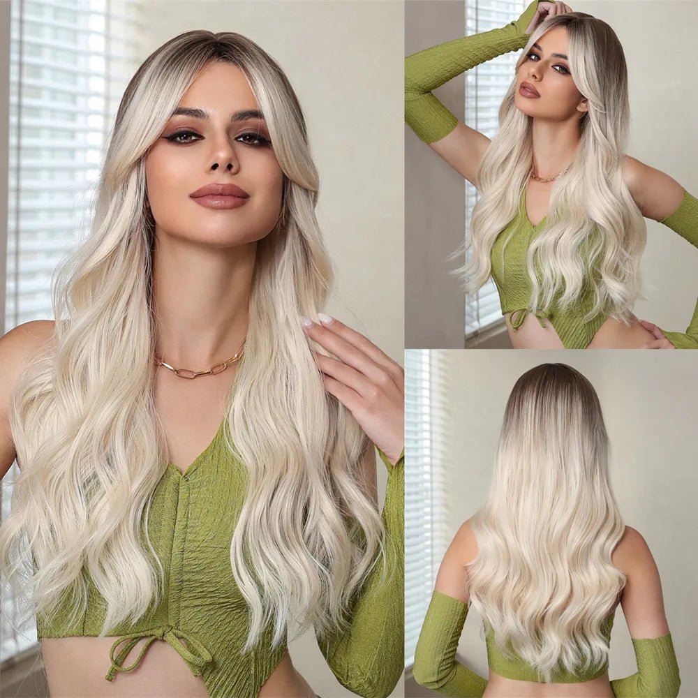 Long Golden Brown Wavy Wig - HairNjoy