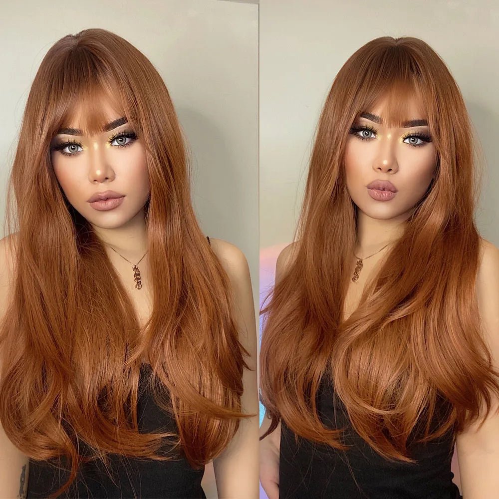 Long Golden Brown Wavy Wig - HairNjoy