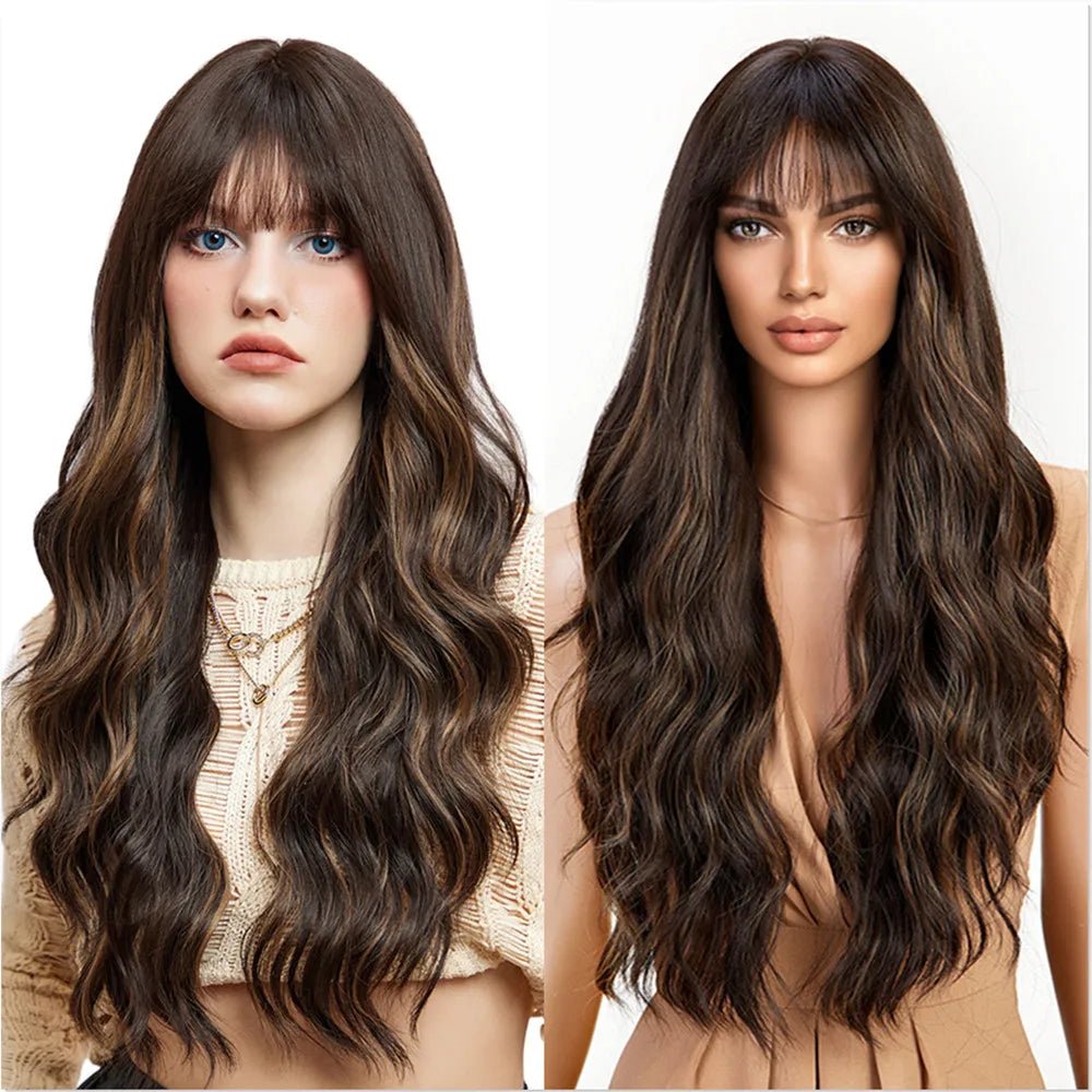 Long Golden Brown Wavy Wig - HairNjoy