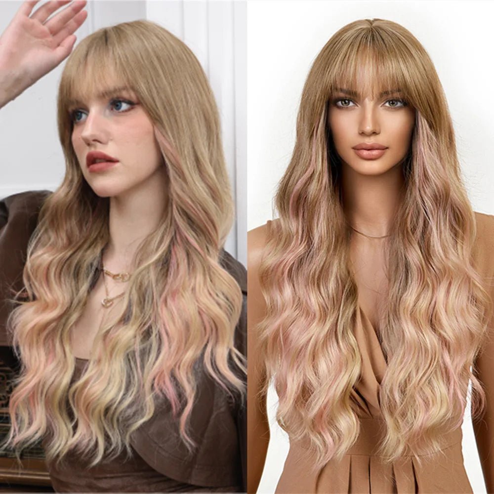 Long Golden Brown Wavy Wig - HairNjoy