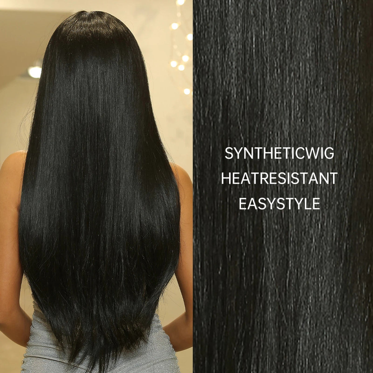 Long Straight Black Wig for Daily & Cosplay - HairNjoy