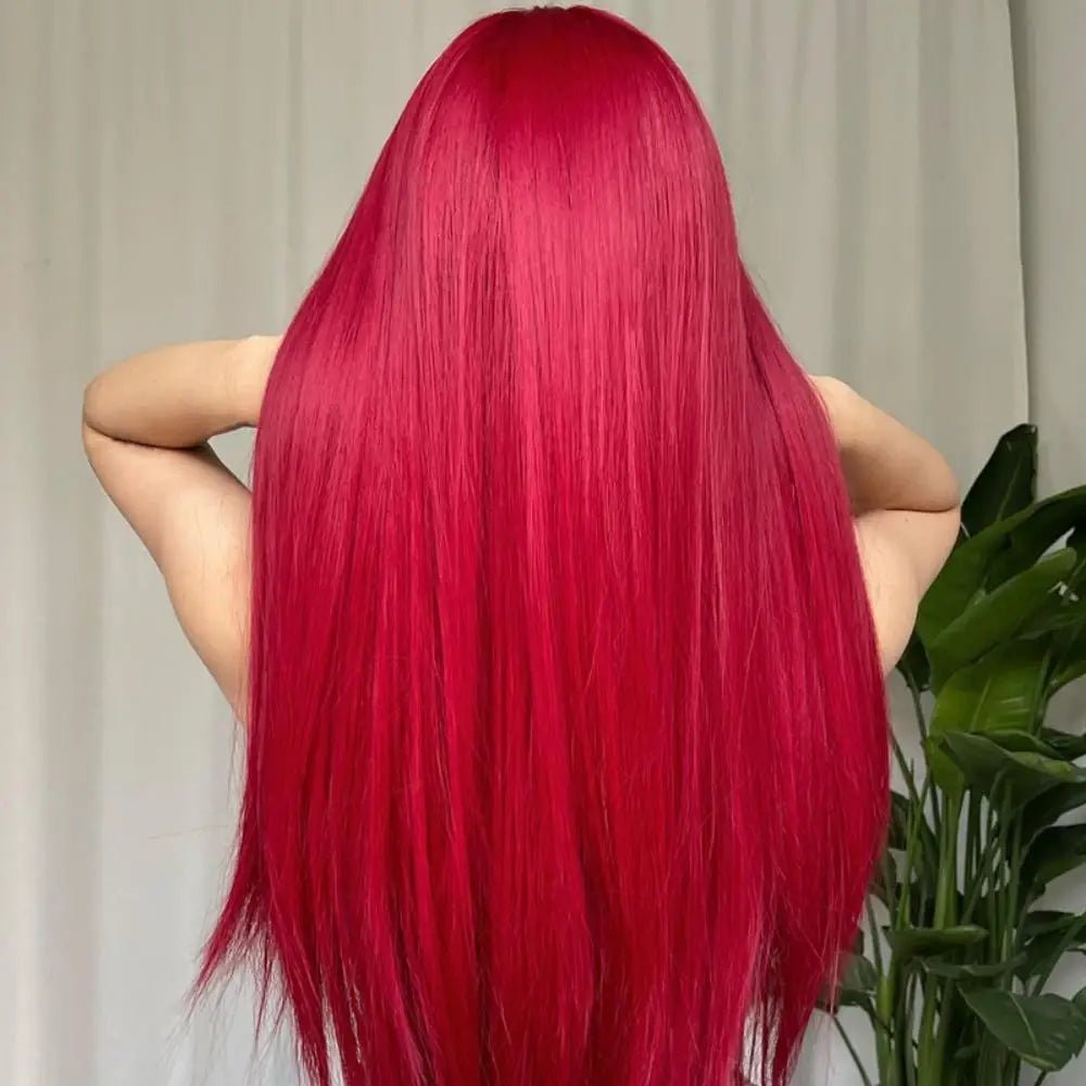 Long Straight Red Synthetic Wig - HairNjoy