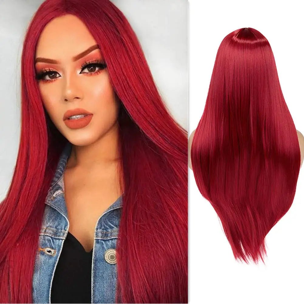 Long Straight Red Synthetic Wig - HairNjoy