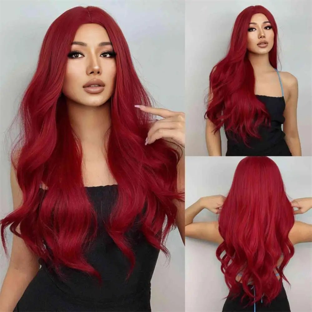 Long Straight Red Synthetic Wig - HairNjoy