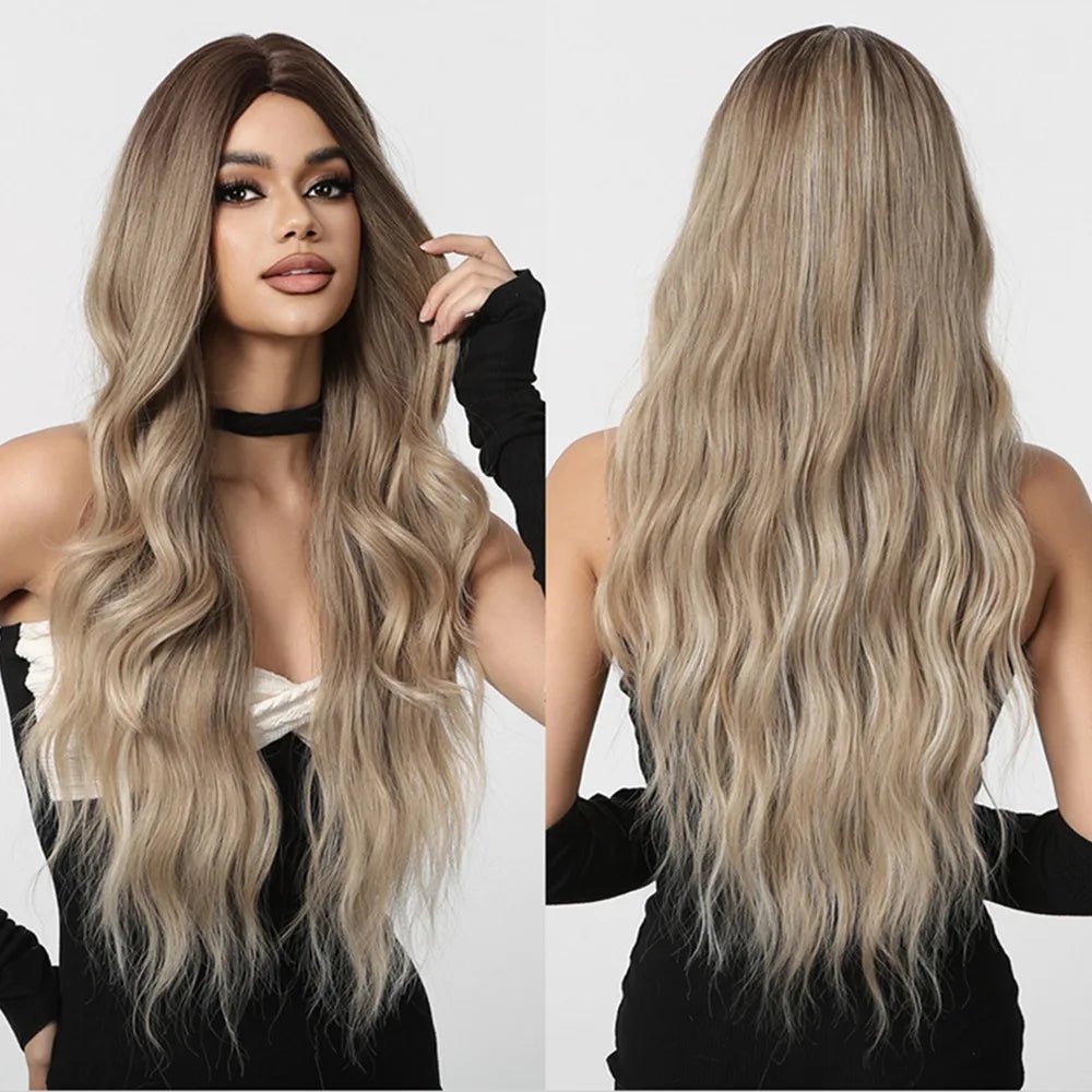 Long Wavy Blonde Synthetic Wig - HairNjoy