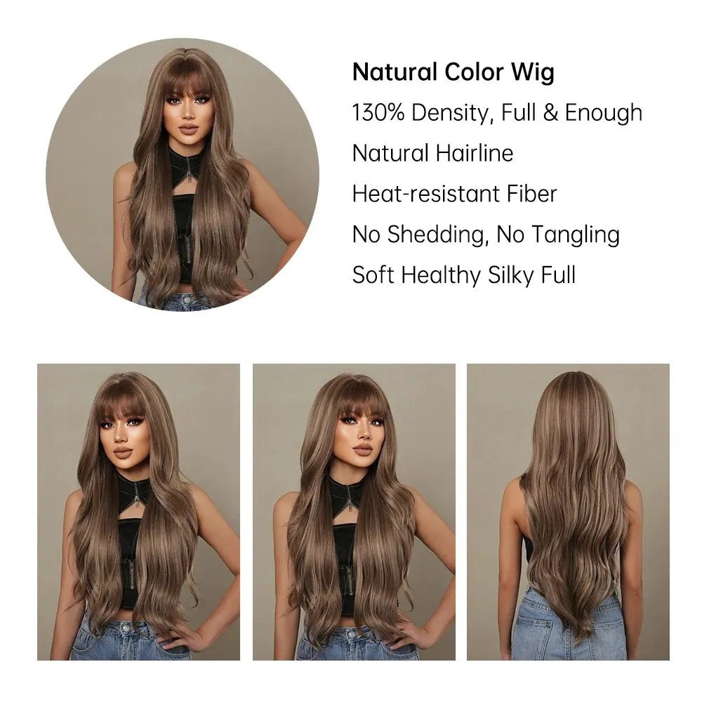Mixed Blonde Synthetic Wigs with Bangs - HairNjoy
