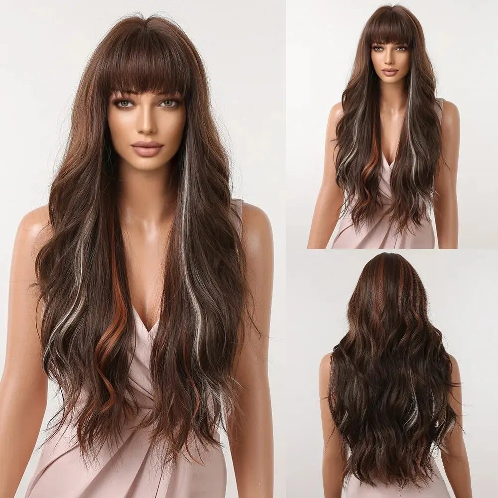 Mixed Blonde Synthetic Wigs with Bangs - HairNjoy