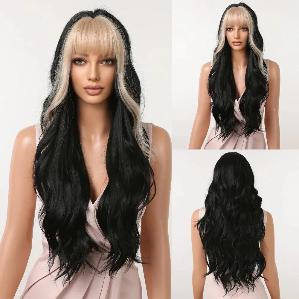 Mixed Blonde Synthetic Wigs with Bangs - HairNjoy