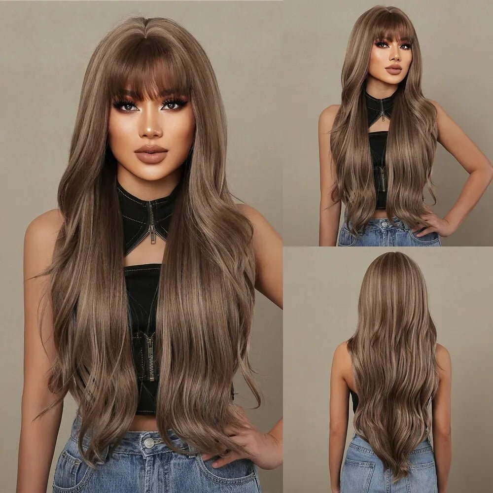 Mixed Blonde Synthetic Wigs with Bangs - HairNjoy