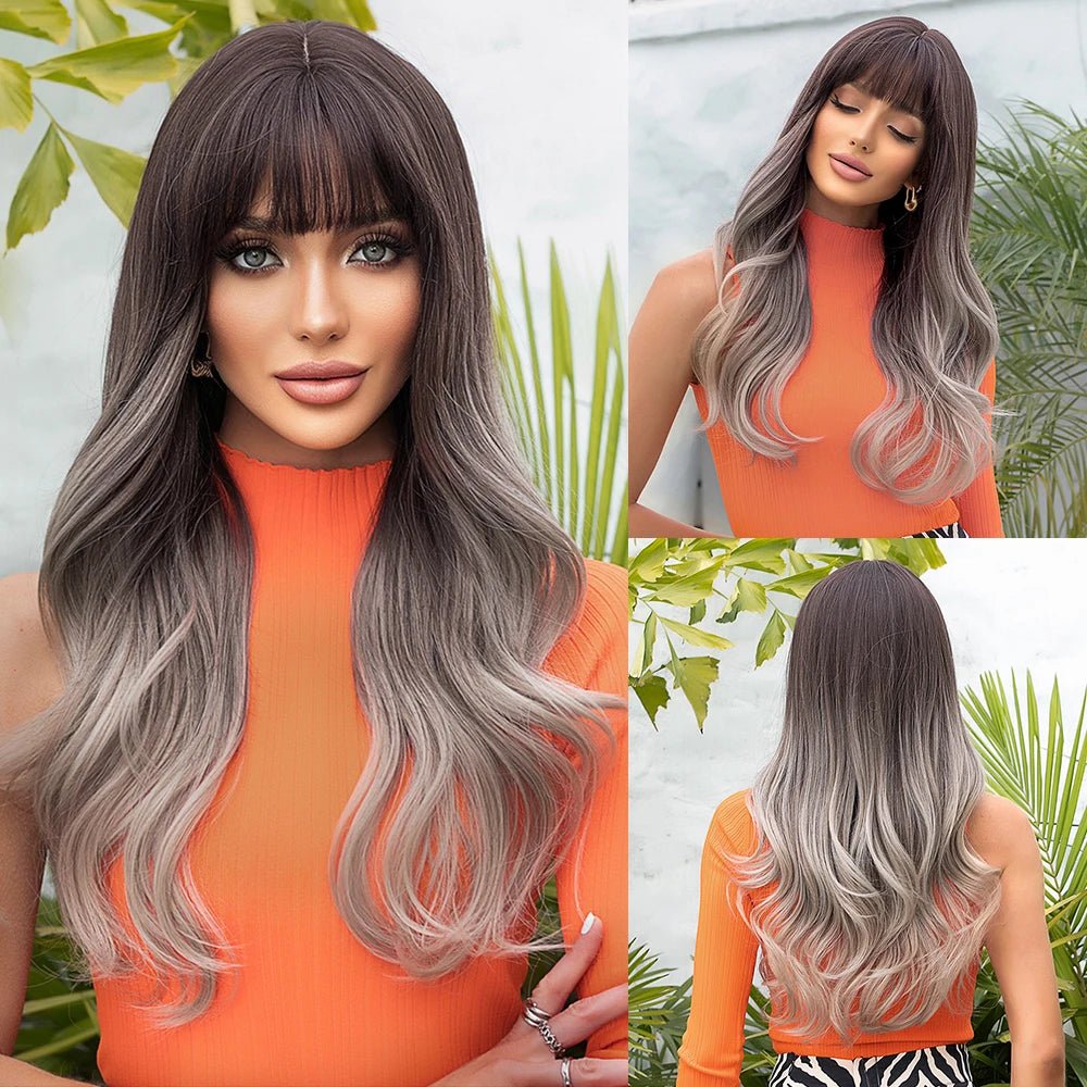 Mixed Blonde Synthetic Wigs with Bangs - HairNjoy