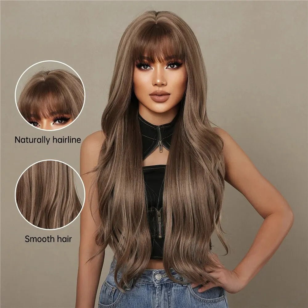 Mixed Blonde Synthetic Wigs with Bangs - HairNjoy