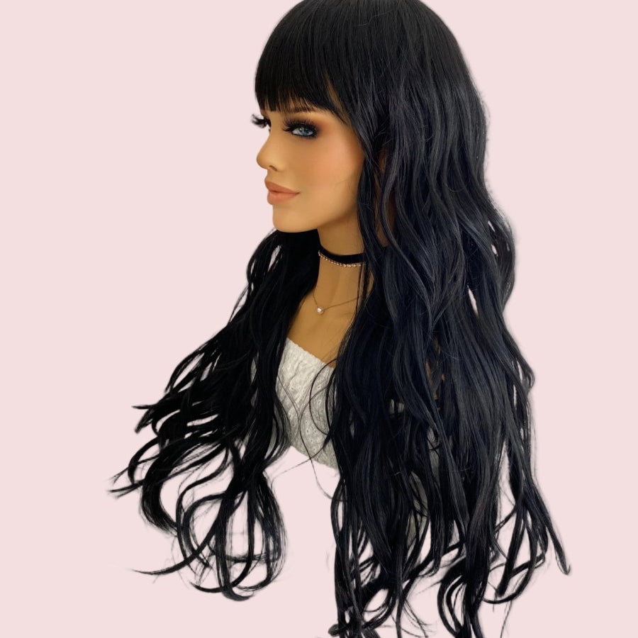 Natural Black Long Wavy Wig - HairNjoy