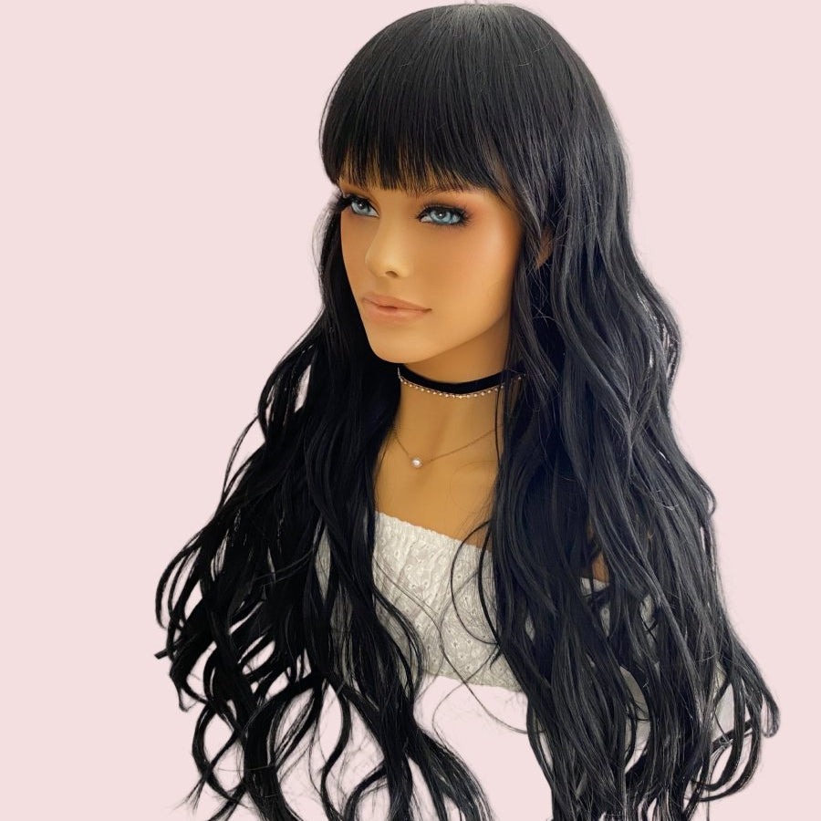 Natural Black Long Wavy Wig - HairNjoy