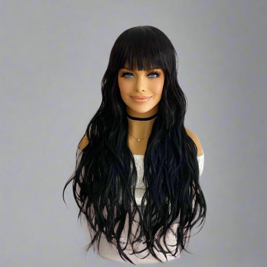 Natural Black Long Wavy Wig - HairNjoy