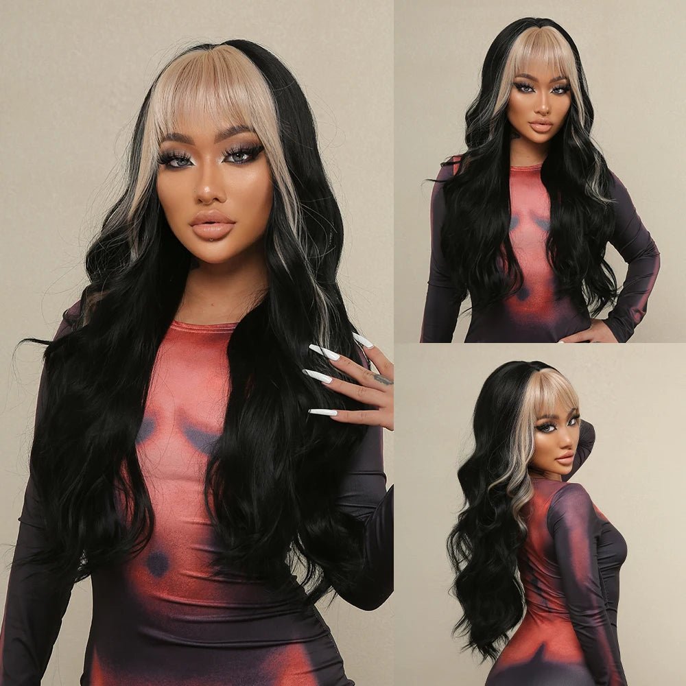 Natural Hairline Wigs Wavy with Bangs - HairNjoy