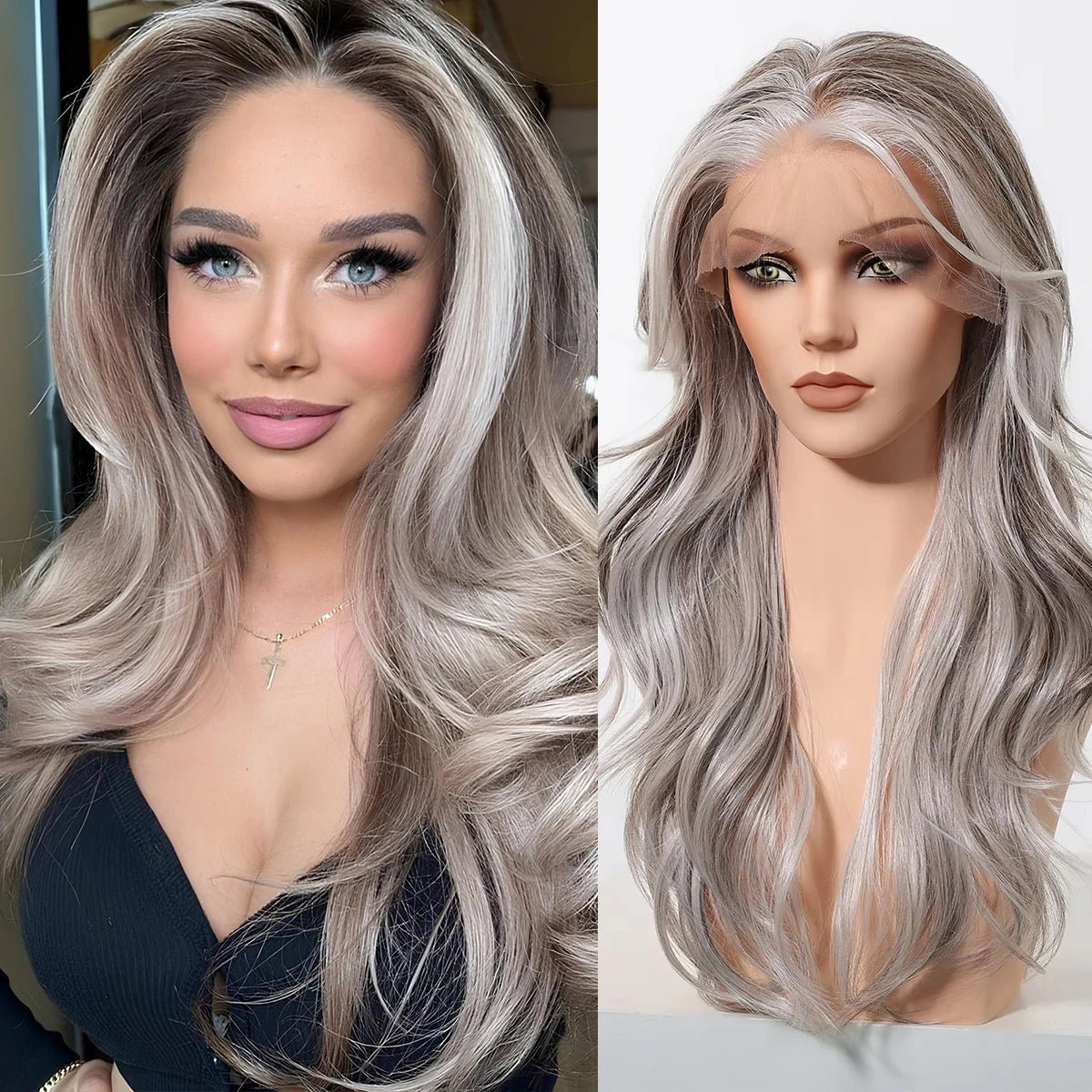 Natural Long Wavy Lace Frontal Wig - HairNjoy