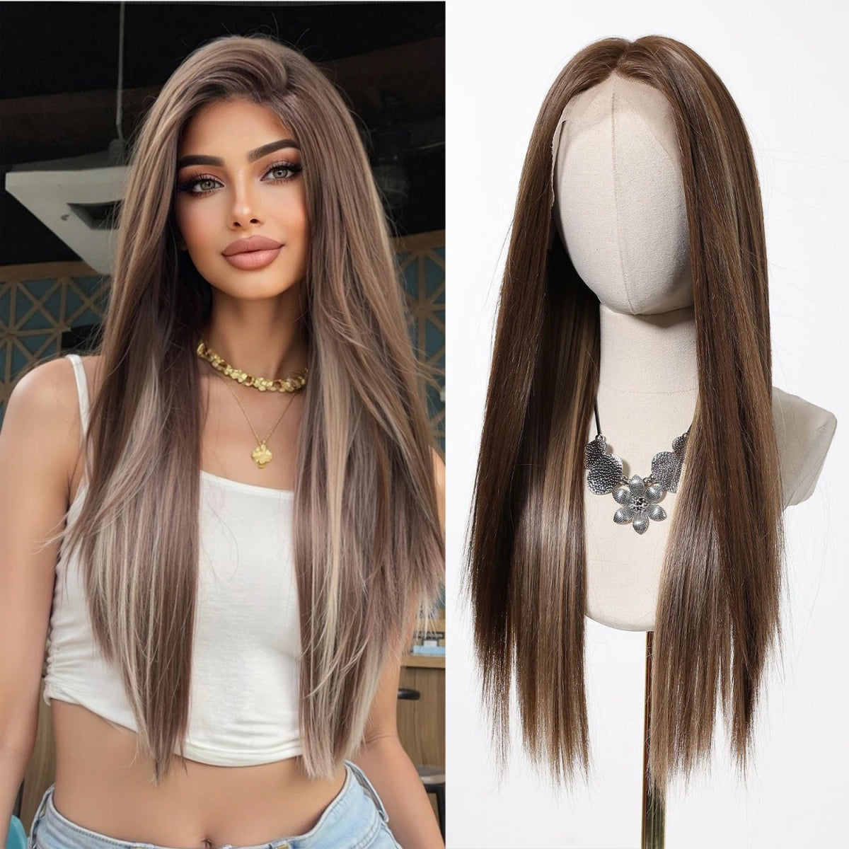 Natural Long Wavy Lace Frontal Wig - HairNjoy