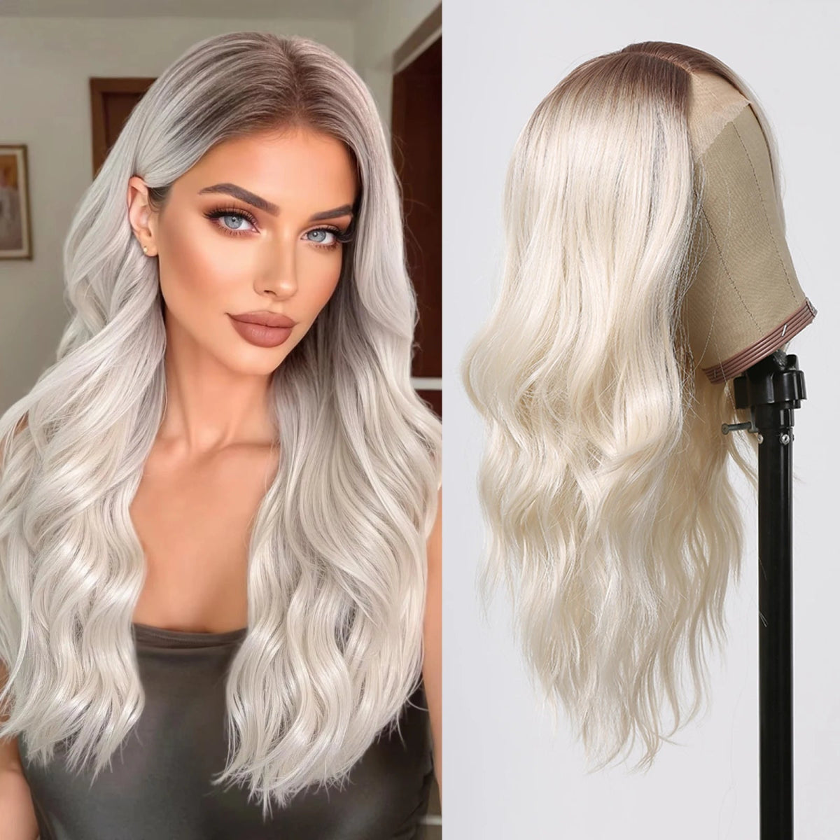 Natural Long Wavy Lace Frontal Wig - HairNjoy