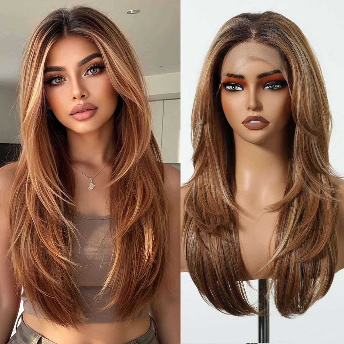 Natural Long Wavy Lace Frontal Wig - HairNjoy