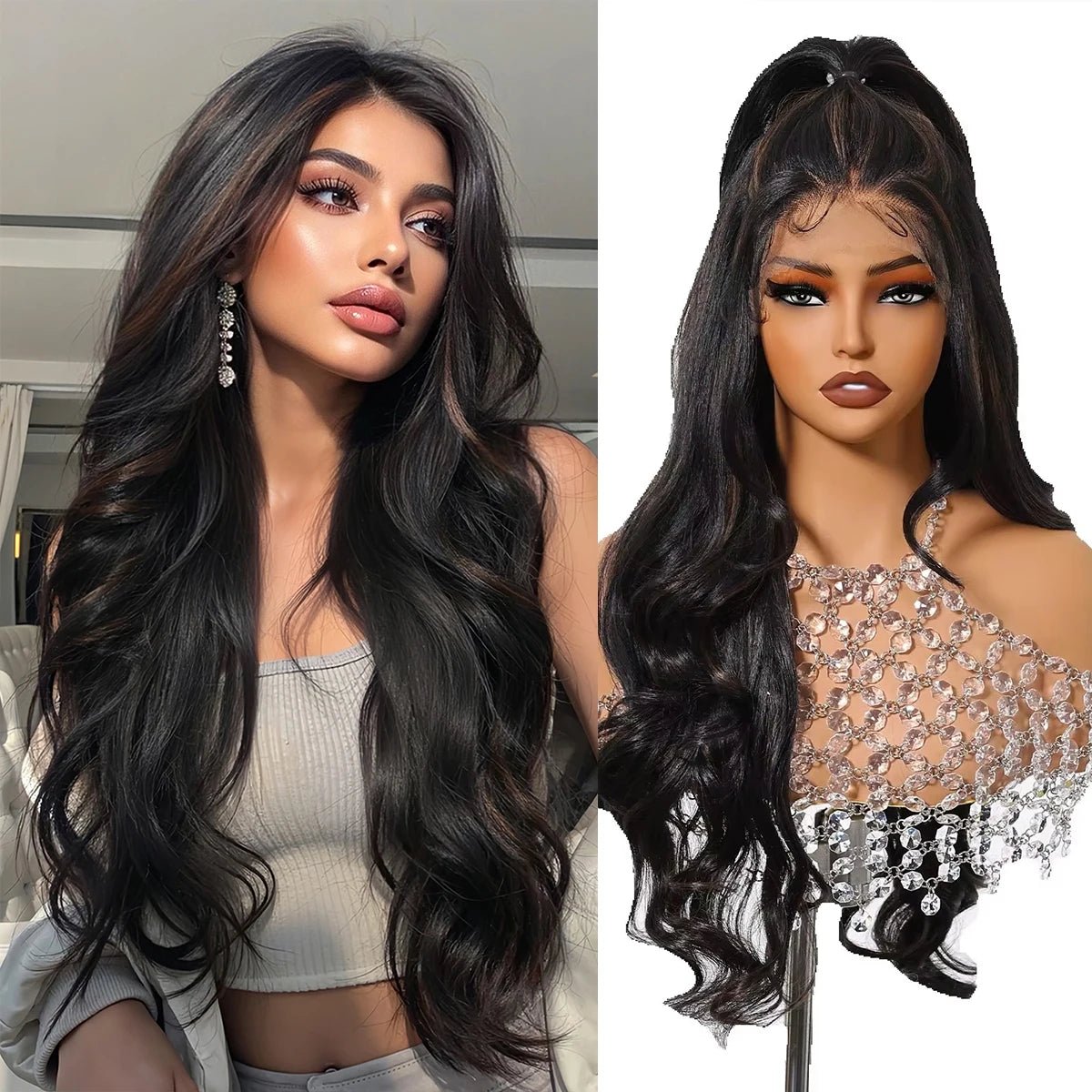 Natural Long Wavy Lace Frontal Wig - HairNjoy
