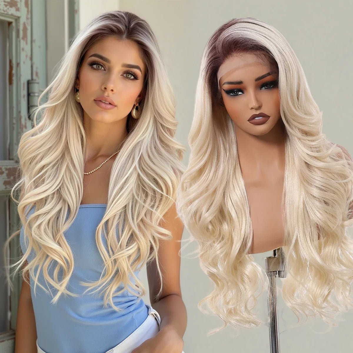 Natural Long Wavy Lace Frontal Wig - HairNjoy