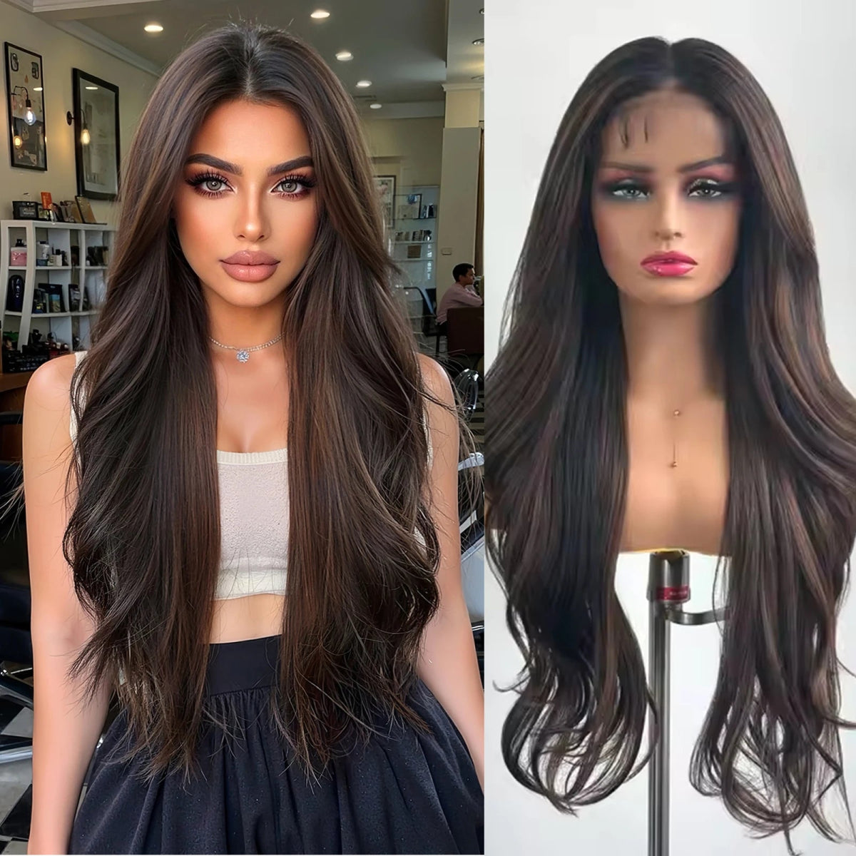 Natural Long Wavy Lace Frontal Wig - HairNjoy