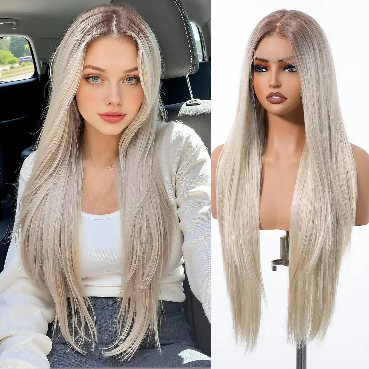 Natural Long Wavy Lace Frontal Wig - HairNjoy