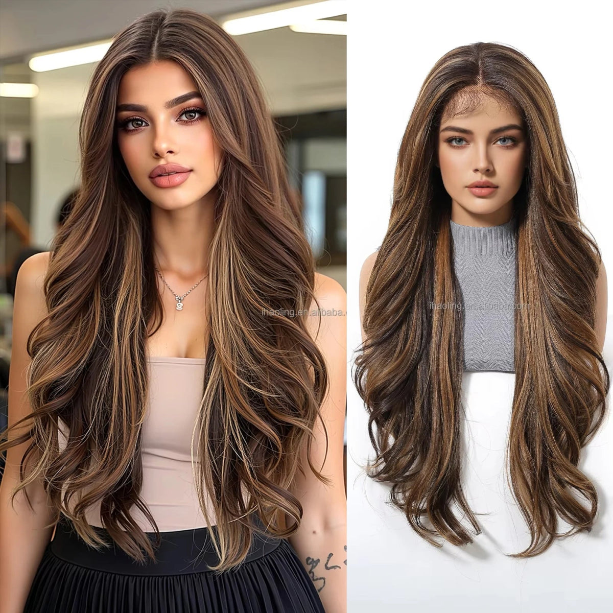 Natural Long Wavy Lace Frontal Wig - HairNjoy