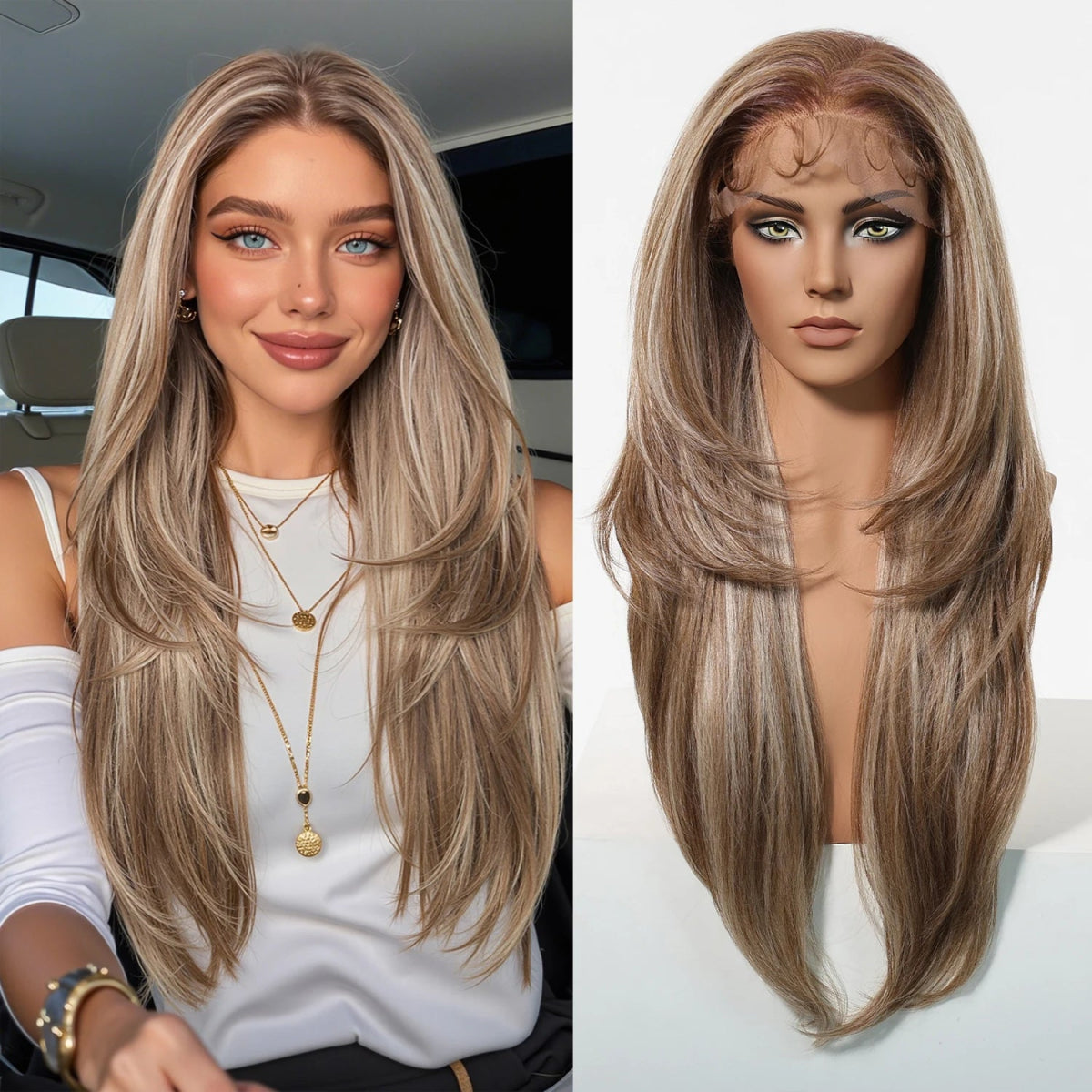 Natural Long Wavy Lace Frontal Wig - HairNjoy