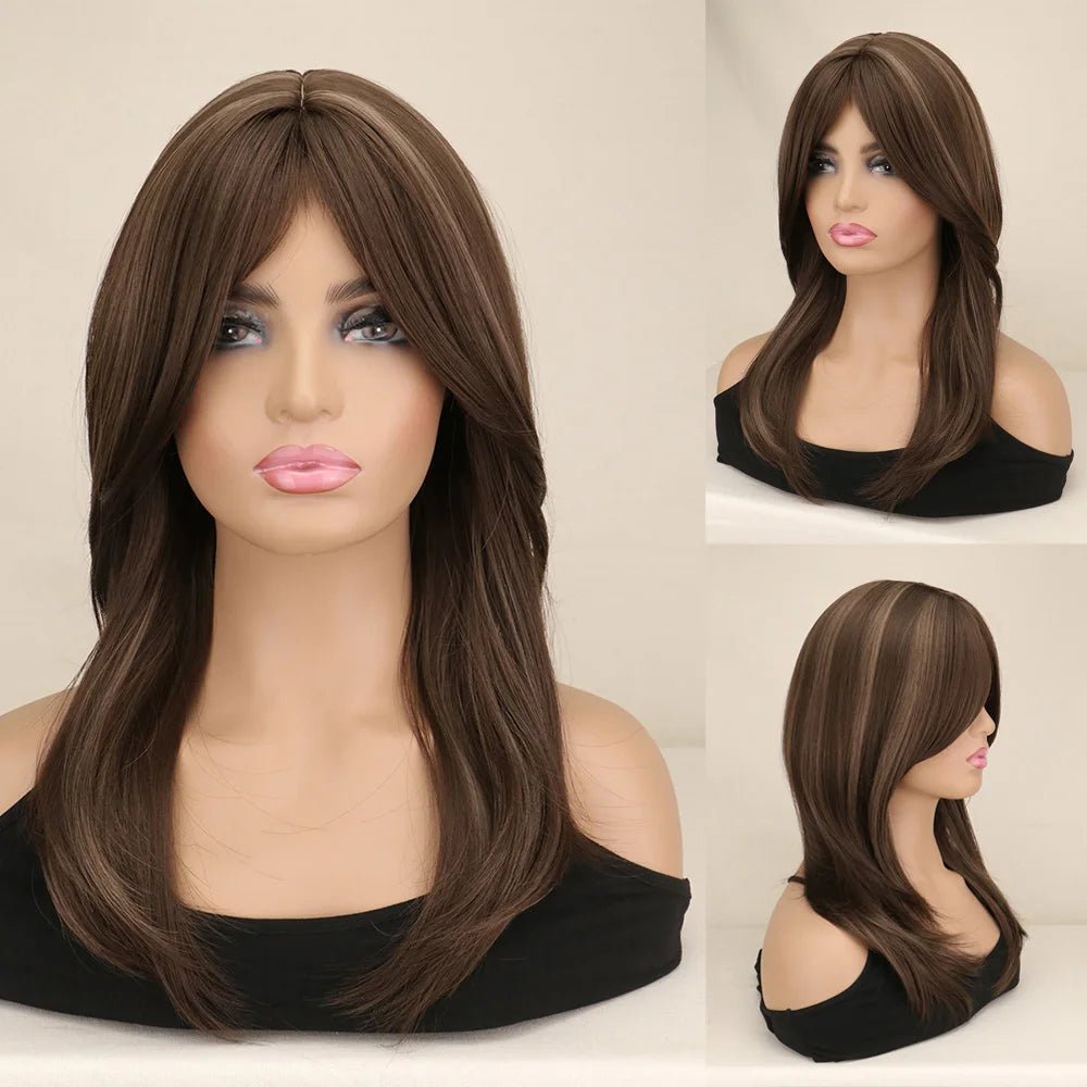 Natural Long Wavy Synthetic Hair Wigs - HairNjoy