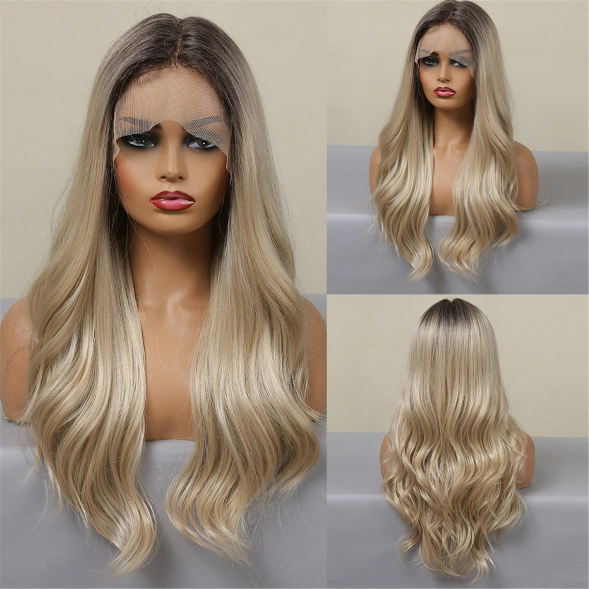 Natural Wavy Lace Synthetic Wig - HairNjoy