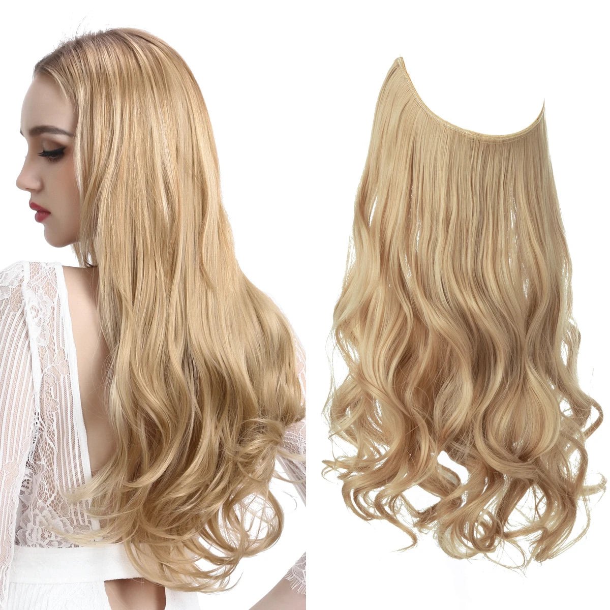 No Clip Fish Line One Piece Wavy Hair Extension - HairNjoy