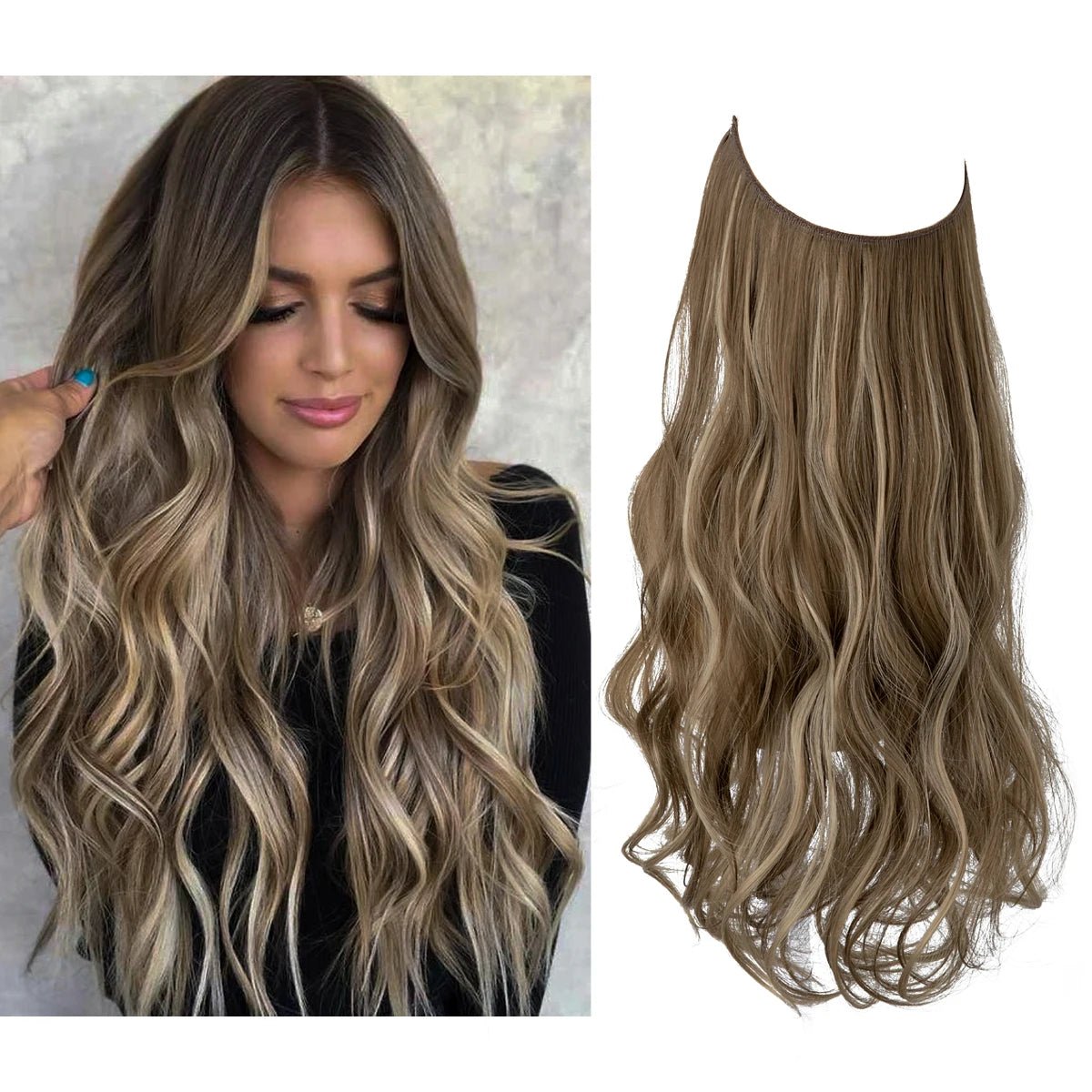 No Clip Fish Line One Piece Wavy Hair Extension - HairNjoy
